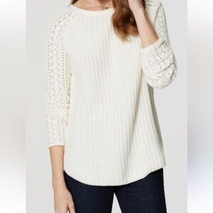 LOFT Cream Textured Knit Sweater